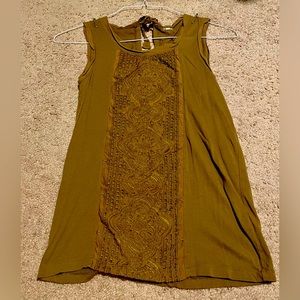 J. CREW SLEEVELESS EMBROIDERED BROWN TANK XS